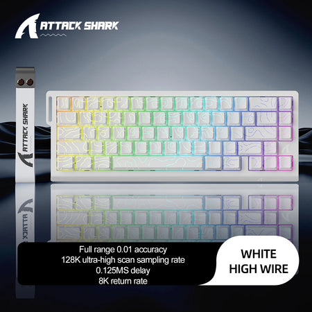 X68HE ATTACK SHARK &ndash; Ultra-Fast 0.125ms Response Time White Contour Line / Magnetic Switch