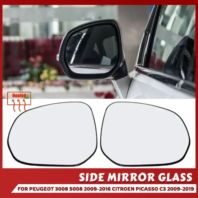 Wide Angle Heated Wing Mirror Glass For Peugeot 3008 5008