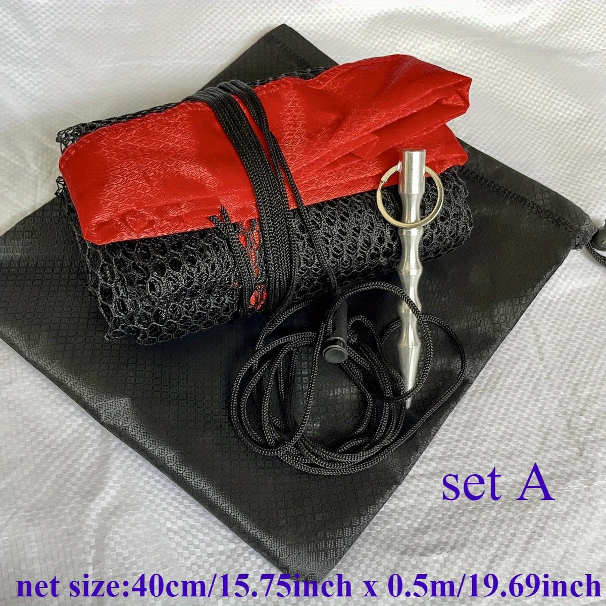 Fishing Mesh Bag - Versatile Live Fish Nets with Storage &amp; Stabilizing Studs set A