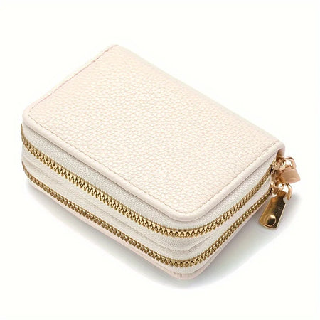 Women's Stylish Double Zipper Wallet with Large Capacity Coin Purse White
