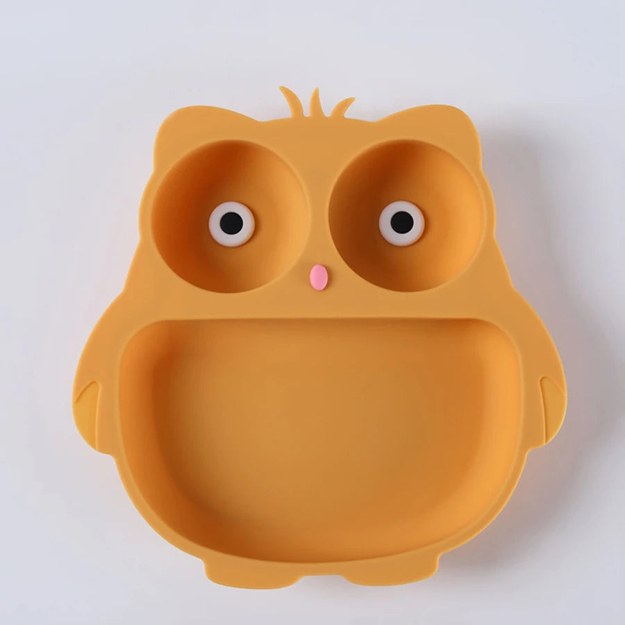 Cartoon Owl Suction Cup Bowl &ndash; Perfect for Baby Feeding Training yellow