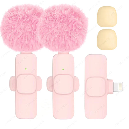 ZMYNOJLH Wireless Lavalier Microphone for iPhone, Android, and PC Pink 2in1-IOS / CHINA