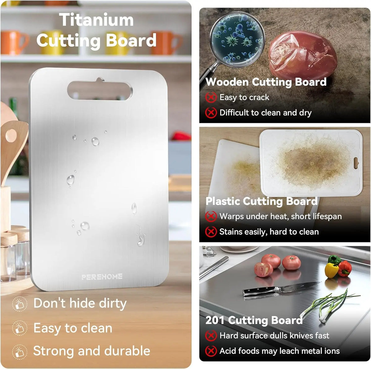 Pure Large Double Sided Titanium Cutting Board &ndash; Food Grade