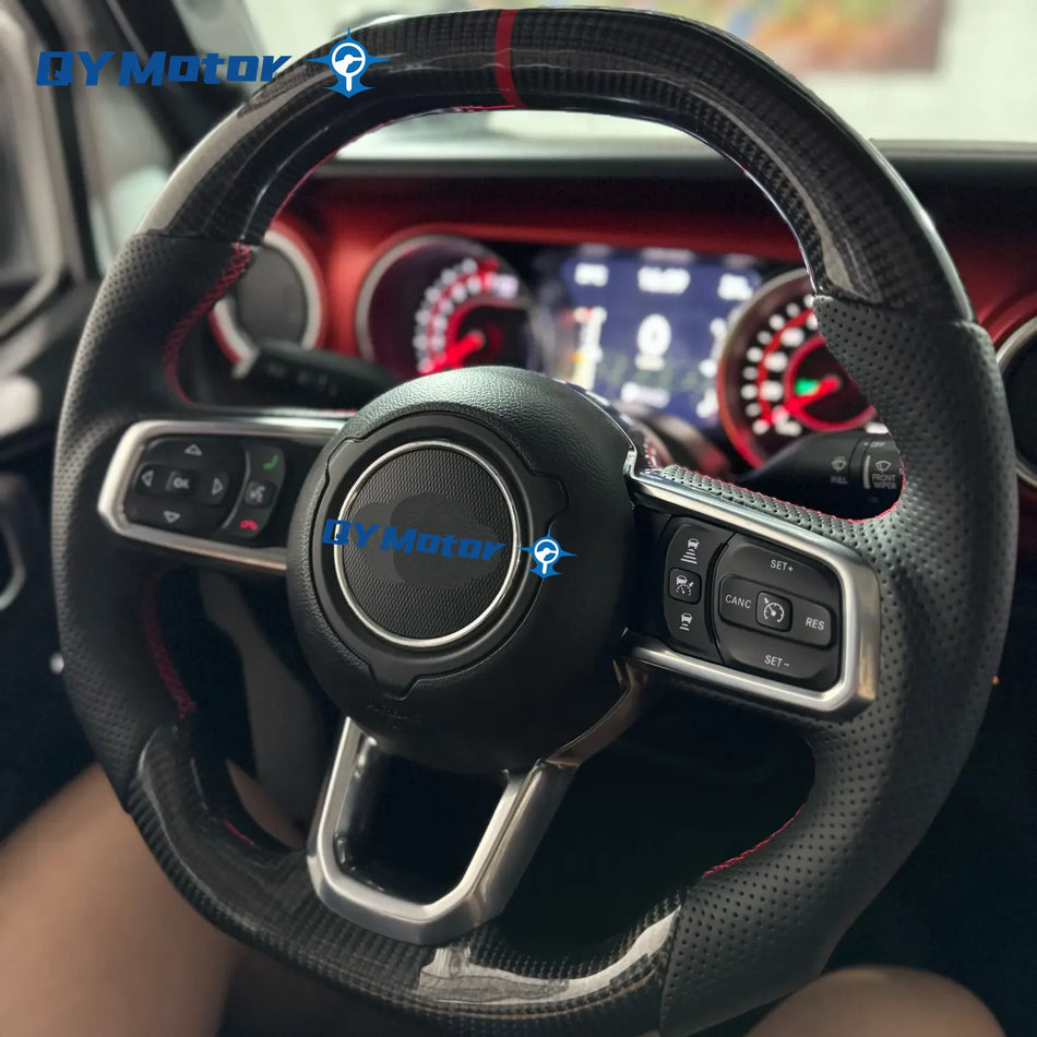 Kierownica Jeep Wrangler JL z podgrzewanym perforowanym skórzanym wykończeniem z włókna węglowego