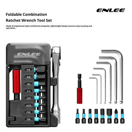 ENLEE Mini 72T Foldable Ratchet Wrench Tool Kit Magnetic Bits Allen Key Portable Bicycle Repair Maintenance Tool by InterCyprus Trading Ltd