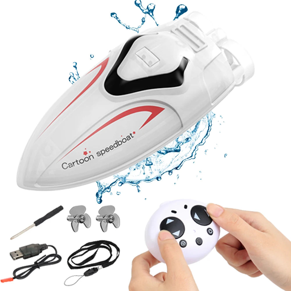 TKKJ Mini RC Boat &ndash; High Speed Turbo Propulsion With LED B-white