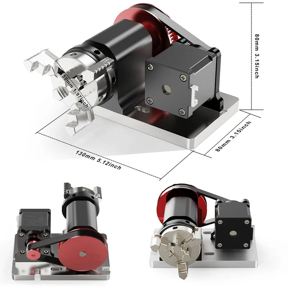 Kit de Módulo Rotativo CNC de 4º Eixo Two Trees para Laser TTC450, Revestimento Resistente à Ferrugem, Mandril Estável de Três Garras, Garras Duráveis