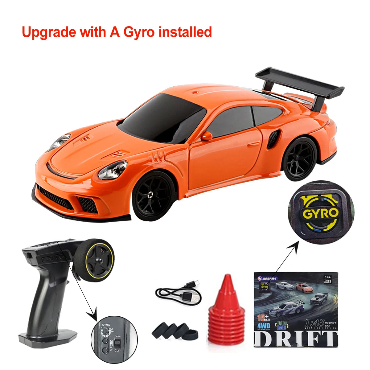 Gyro 1To43 RC Drifting Car - 4WD High Speed Drift Vehicle 4303 with gyro