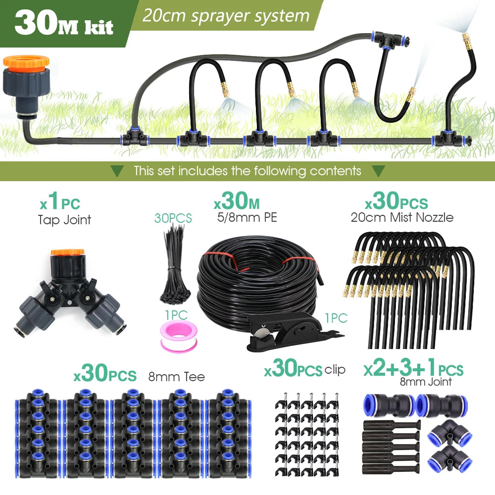 Universal Misting Sprayer Kit for Garden Irrigation and Cooling A-30M kit