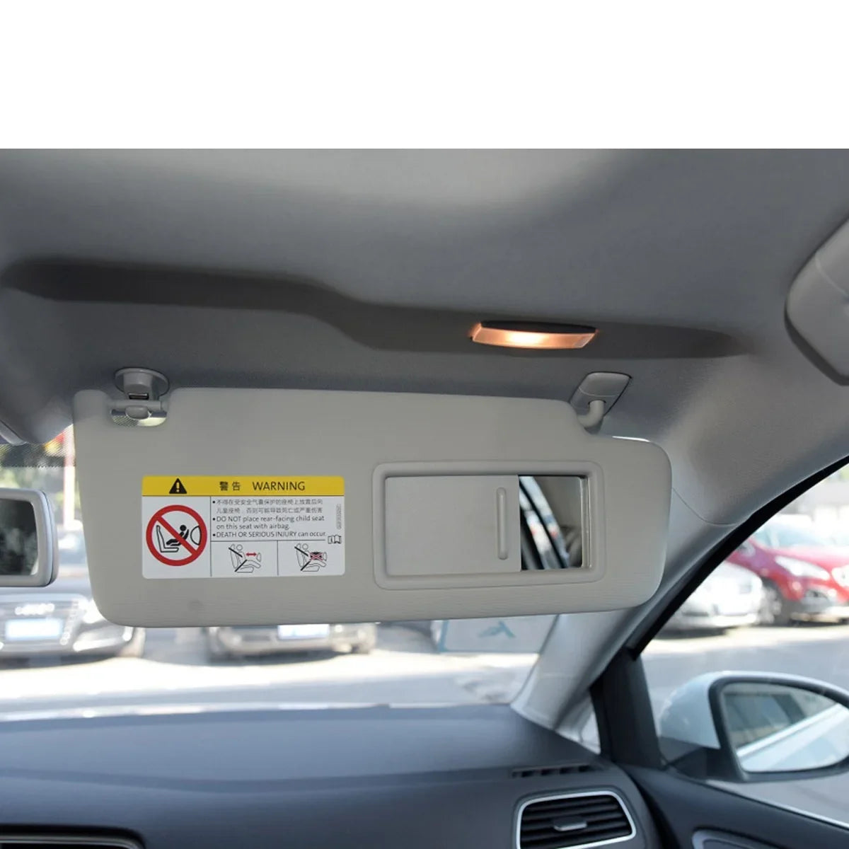 Gray Front Sun Visor Panel Makeup Mirror Light &ndash; Enhanced Visibility for Makeup Touch-Ups