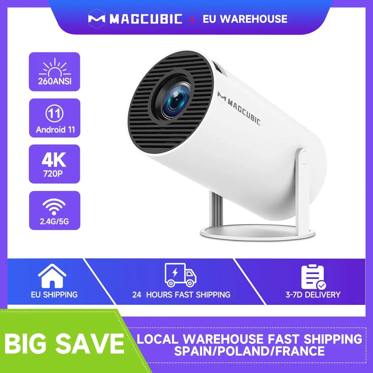 Magcubic HY300 Pro &ndash; 4K Android WiFi6 Portable Projector