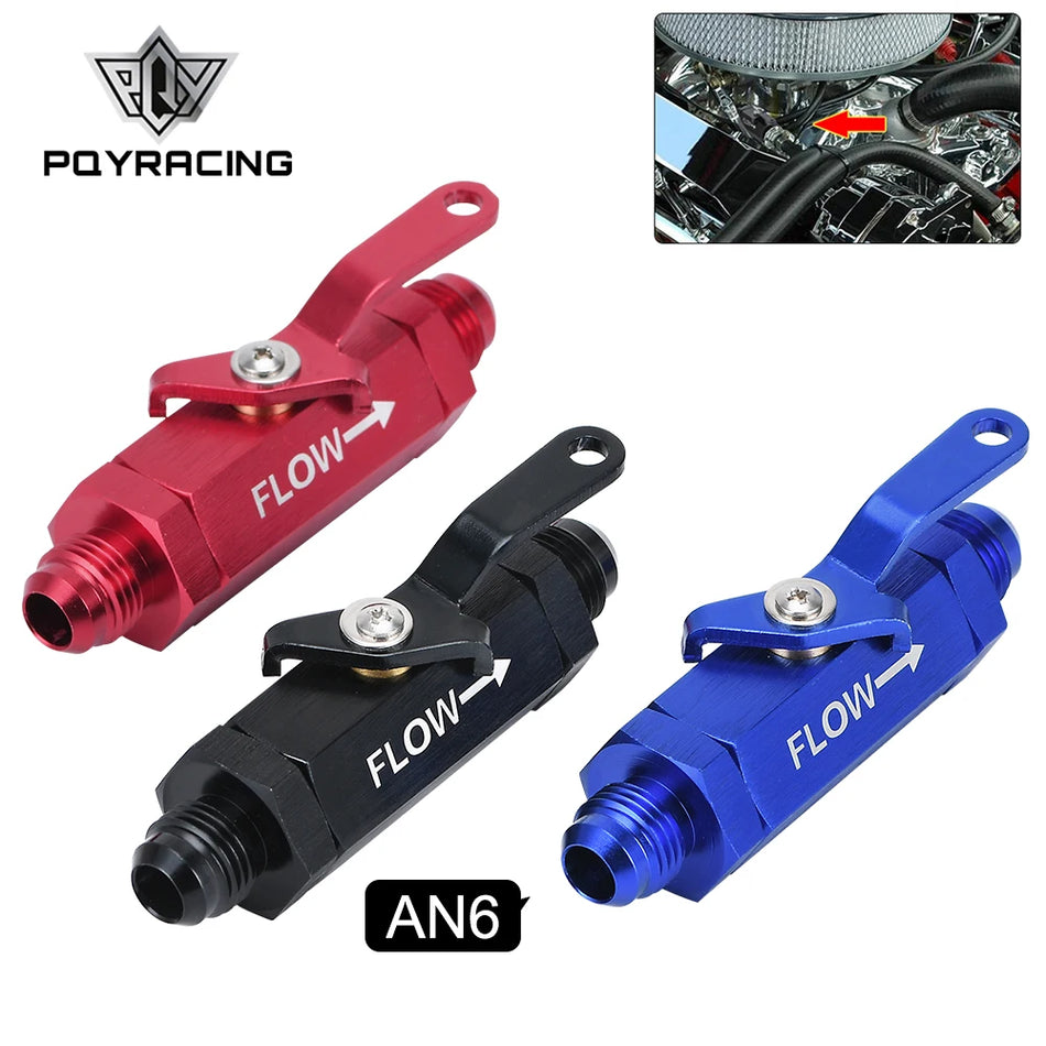 Valvola di chiusura del filtro carburante inline in alluminio PQY AN6 6AN con leva a cavo