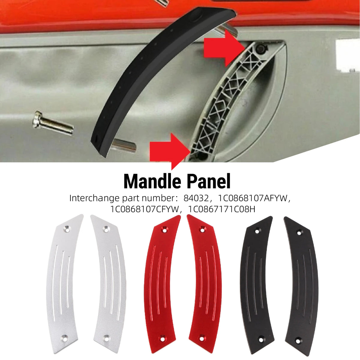 Aluminum Interior Door Handle Panel for Volkswagen Beetle 1999-2005 Pair by InterCyprus Trading Ltd
