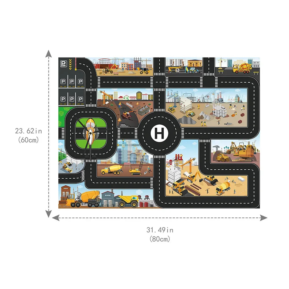 Coolplay City Road Map Mat &ndash; Interactive Traffic Play Area for Kids Map A 80x60cm