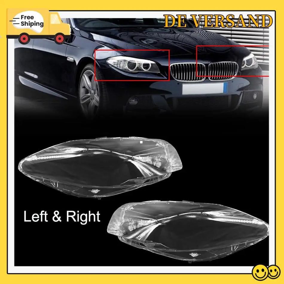 Tampas de Farol Frontais para BMW Série 5 F10 F18 Conjunto de Lentes de Policarbonato Claro Duráveis