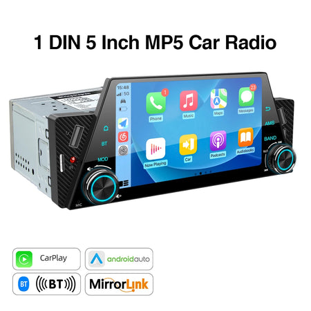 5 Inch MP5 Car Radio 1 Din - CarPlay Android Auto Mirror Only Radio