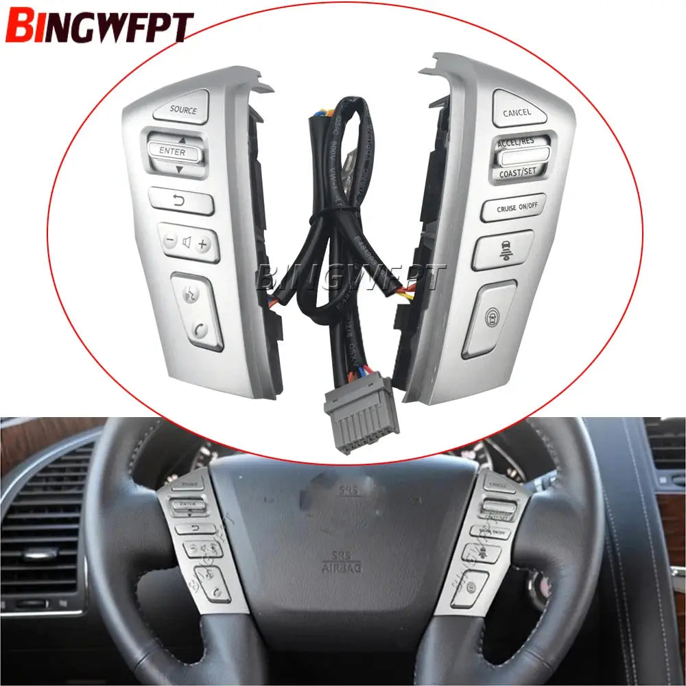 Car Steering Wheel Cruise Control Switch Buttons For Nissan PATROL Y62 2012-2018 Telephone Sound Volume Switch by InterCyprus Trading Ltd