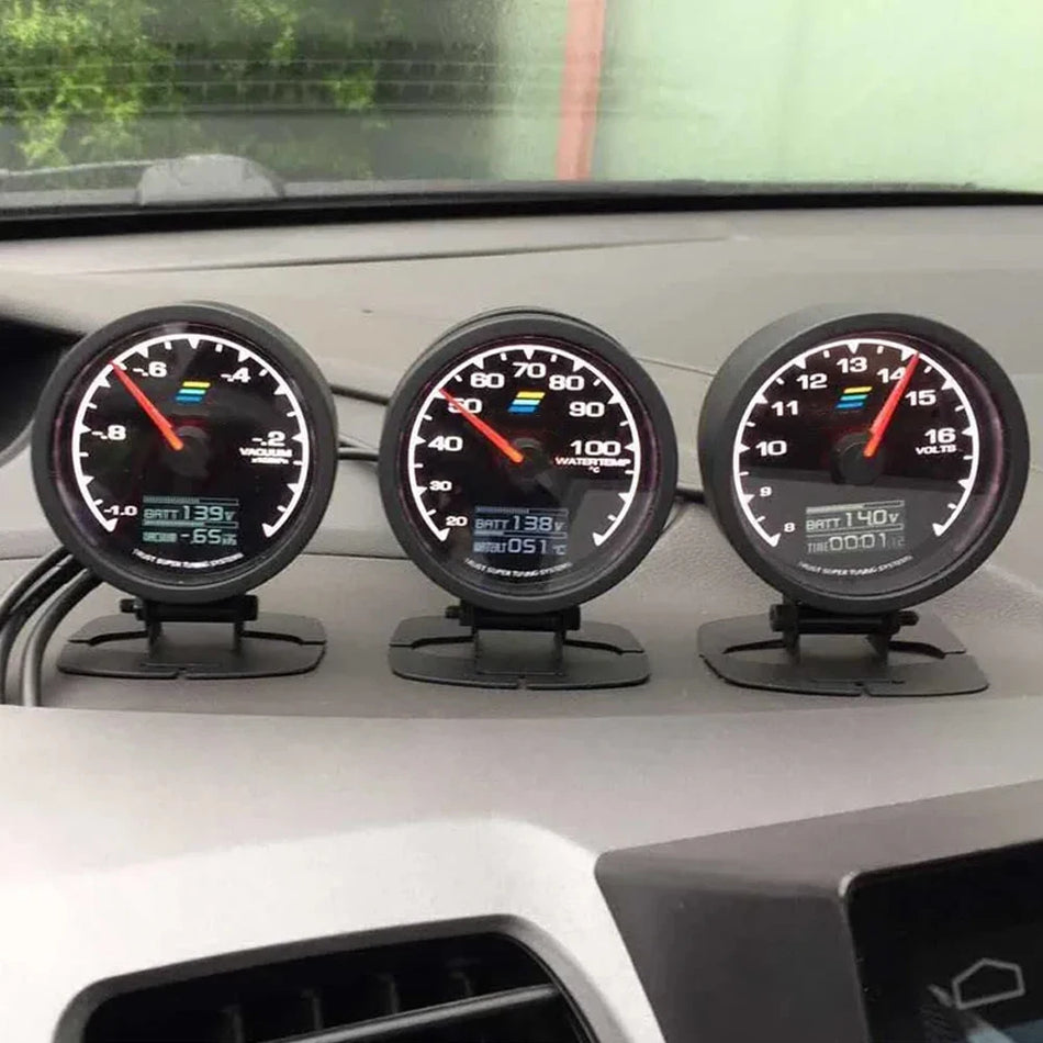 Manometro per auto LCD da 62 mm con pressione dell'olio, temperatura dell'olio, temperatura dell'acqua, manometro di sovralimentazione.