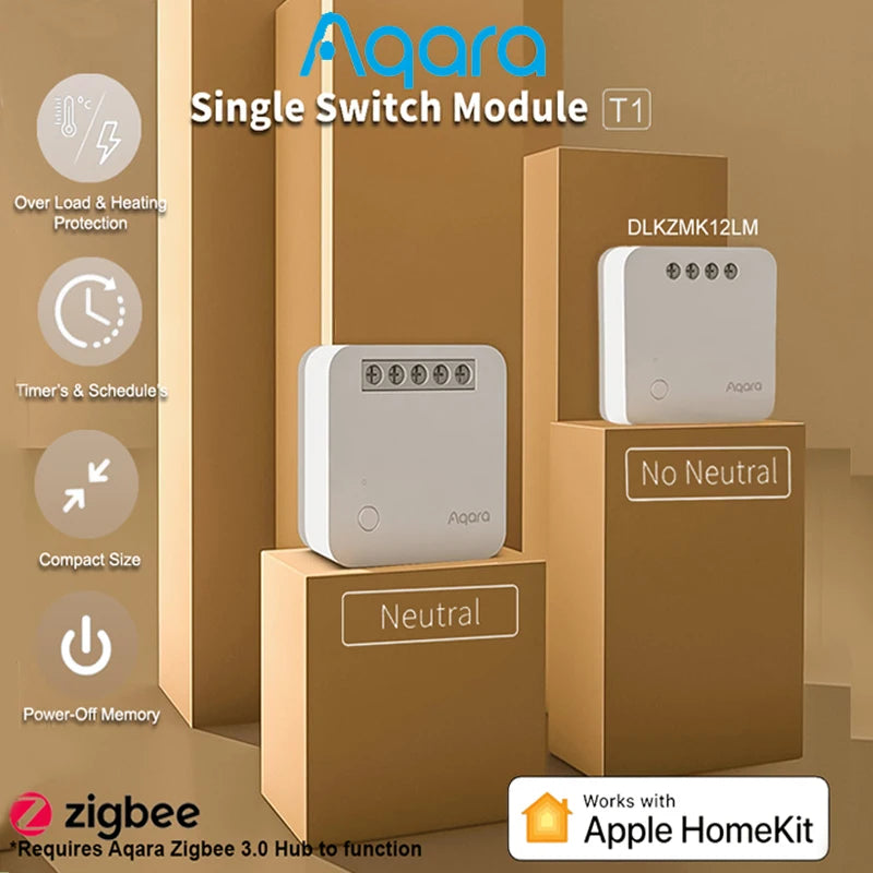 Moduł pojedynczego przełącznika Aqara T1 Zigbee 3.0 inteligentny kontroler przekaźnika
