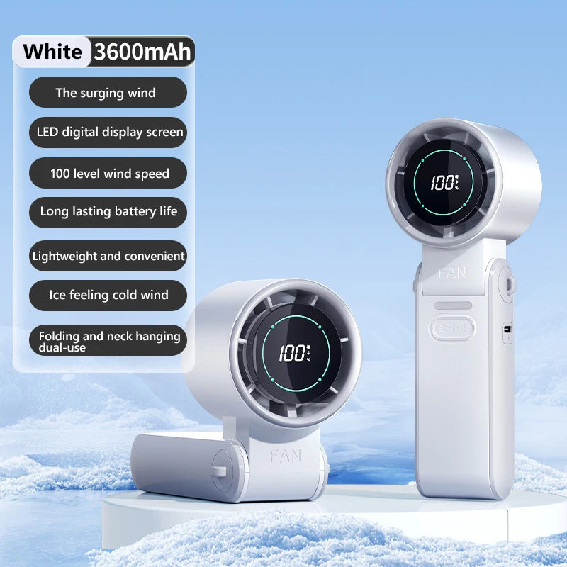 F53K Portable Air Cooling Turbo Fan &ndash; 3600mAh Foldable White
