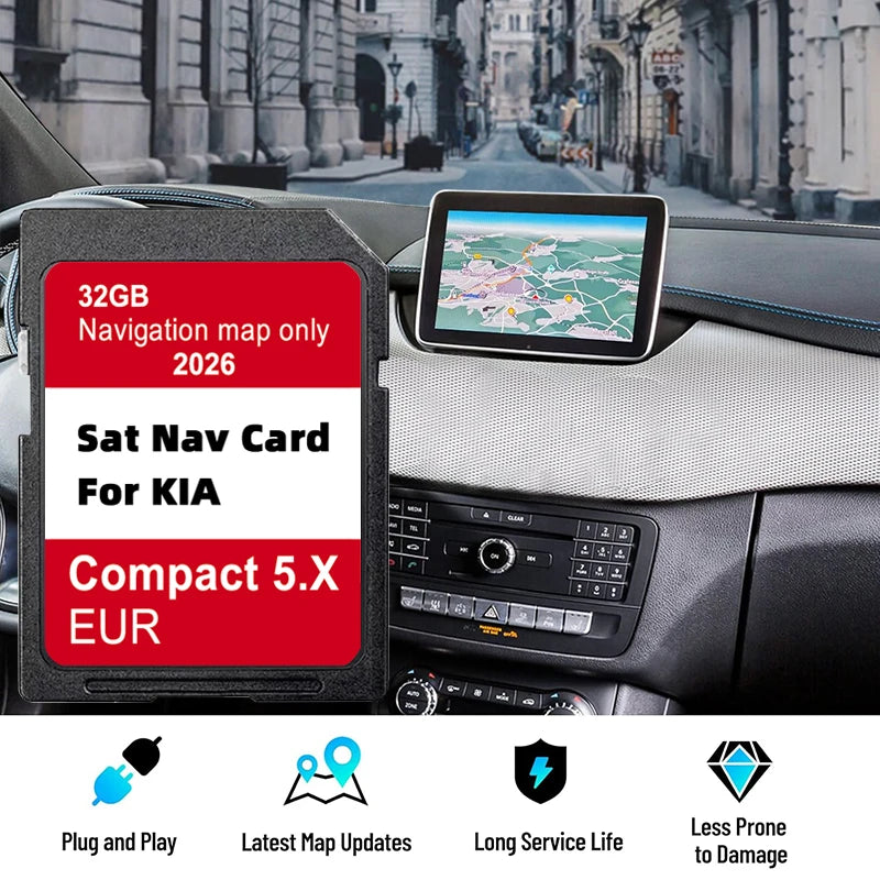 Card SD cu hărți GPS 32GB pentru KIA Carens Ceed Niro Optima Picanto