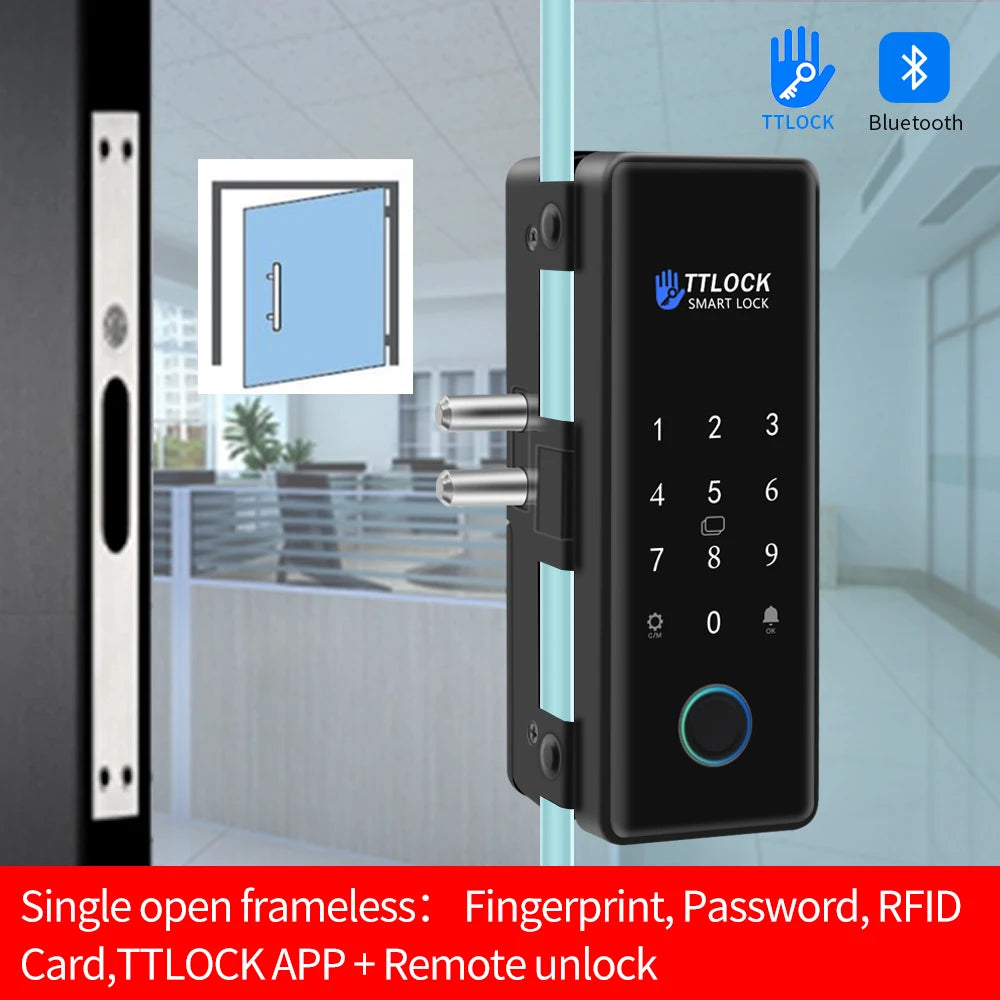 Bluetooth TTLOCK Glass Door Lock &ndash; Biometric Access single-frameless