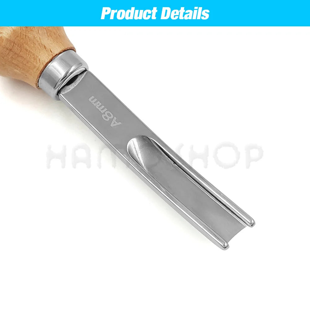 Handcrafted Leather Edge Beveler Tool with Wooden Handle