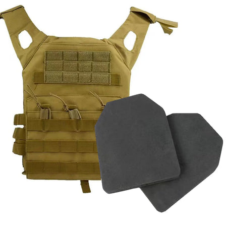 JPC Molle Plate Carrier Vest - Lightweight EVA Foam Board Brown