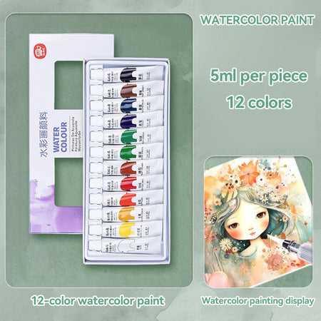 Borrence Watercolor 5ml Tubes &ndash; Vibrant Transparent Colors 12 Colors