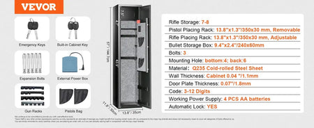 6-8 Rifles Gun Safe &ndash; Digital Keypad Access 6-8 Fingerprint Lock / france