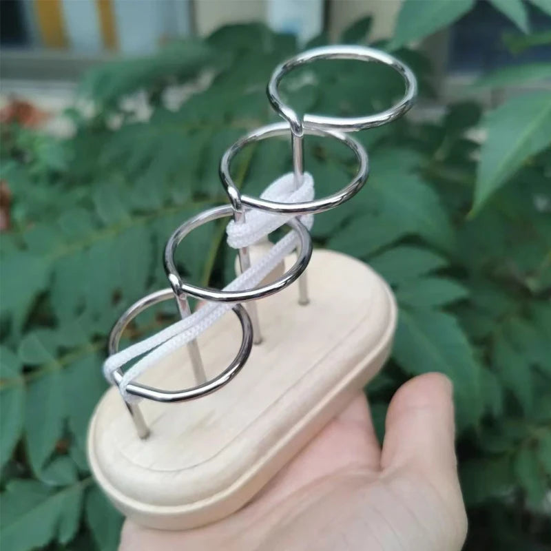 Wooden Threading Rope Loop Puzzle LuBan Lock &ndash; Brain Teaser