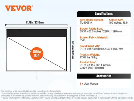 100 Inch Manual Pull Down Projector Screen 16 By 9 100 inch / france