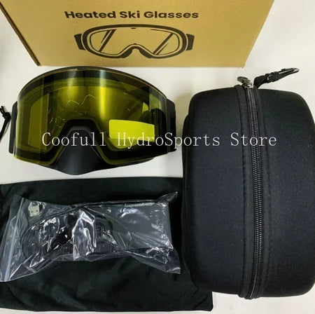 Electrically Heated Ski Goggles &ndash; Magnetic Gradient Lens Nose Guard Yellow