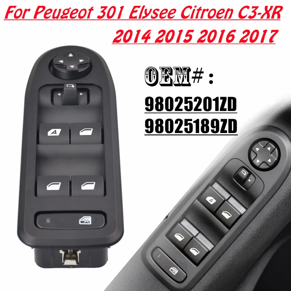 Interruttore principale per finestrini elettrici per Peugeot Citroen 301 Elysee C3 Xr 2014 2017