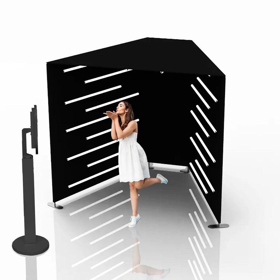 Fondale per Photobooth Portatile Nero Rotondo Ottagono LED 360