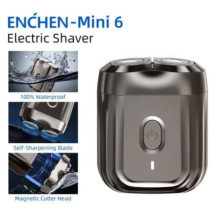 Enchen Mini 6 Electric Shaver - Waterproof 2D Rotary Razor for Men