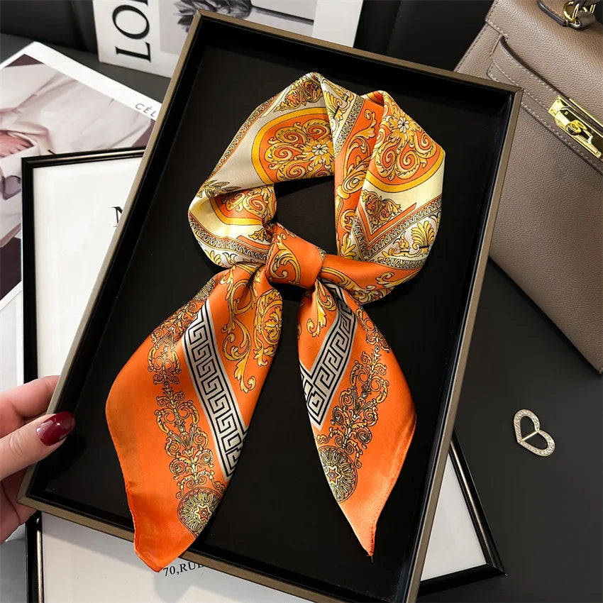 Luxury Temperament Silk Scarf &ndash; Exquisite Style and Versatility FJ856-2 / 70X70cm