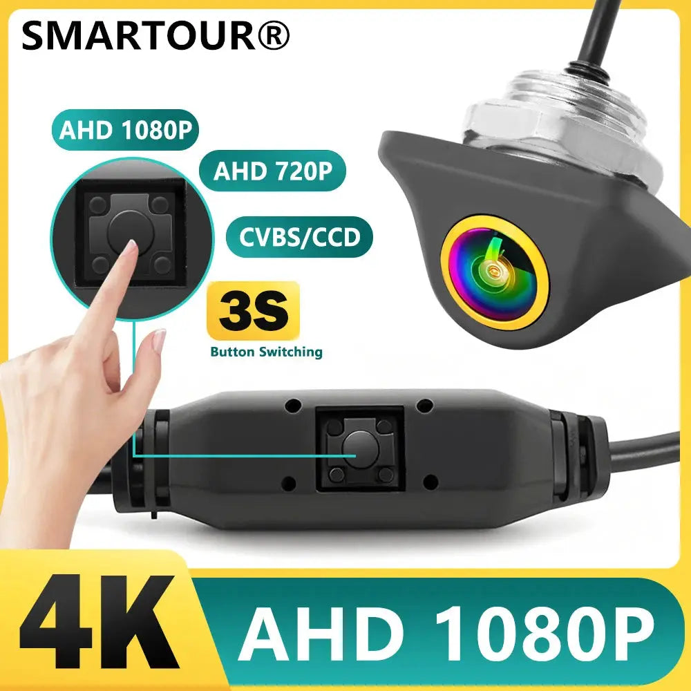 SMARTOUR 4 Signal 1080P High-definition Night Vision AHD Car Reversing Camera General Motors Rear Parking Cam with Button Switch by InterCyprus Trading Ltd
