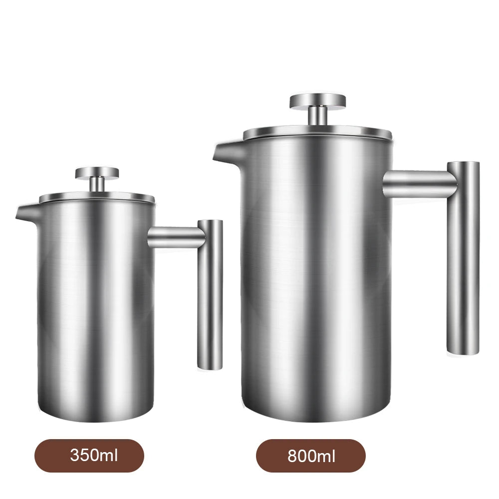 HILIFE Double Wall Stainless Steel French Press Coffee Maker - 350ml &amp; 800ml
