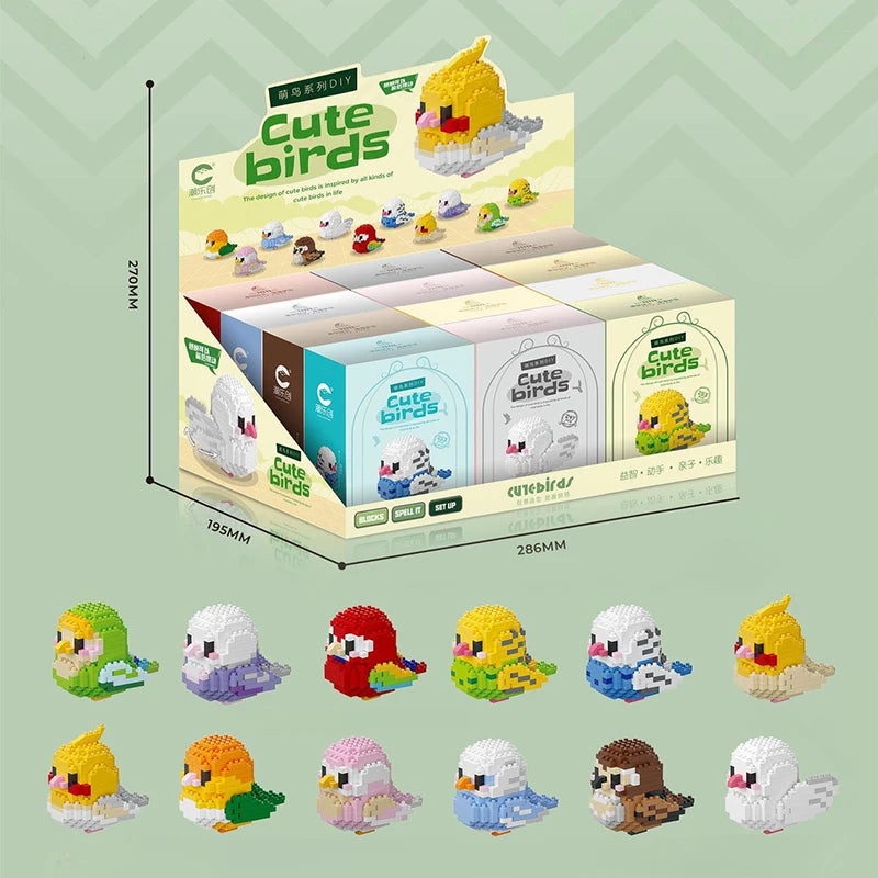 12-Set Mini Bird Building Blocks 3D Parrot &ndash; Cute Decor 12 birds in1 set