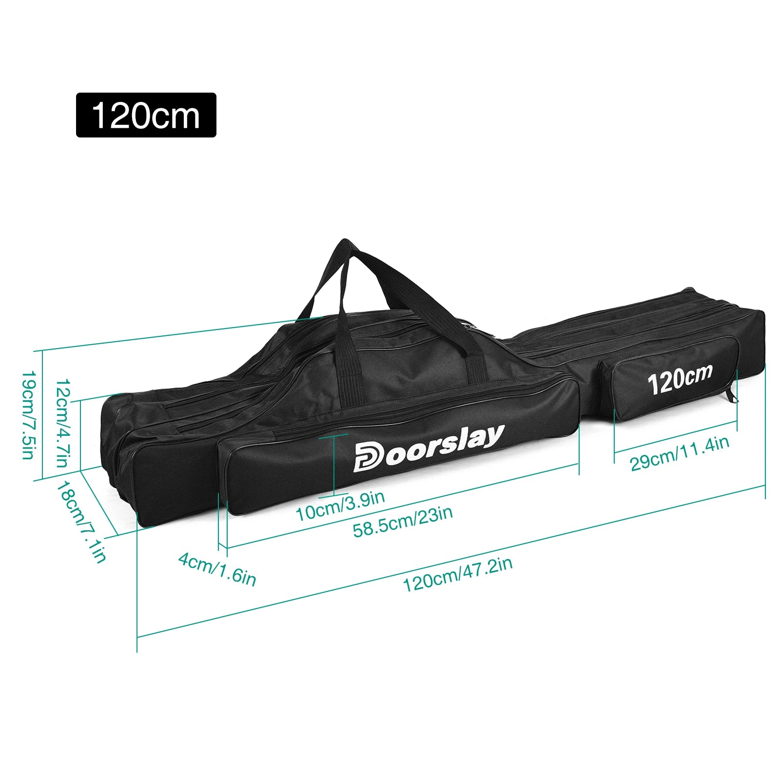 3 Layer Fishing Pole Bag &ndash; Long Lasting Oxford Fabric Black 120cm