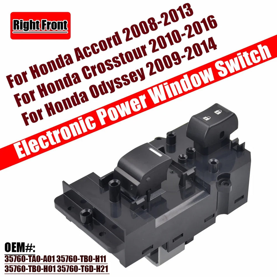 Interrupteur de fenêtre électrique de porte avant droite ABS pour Honda Accord 2008-2013
