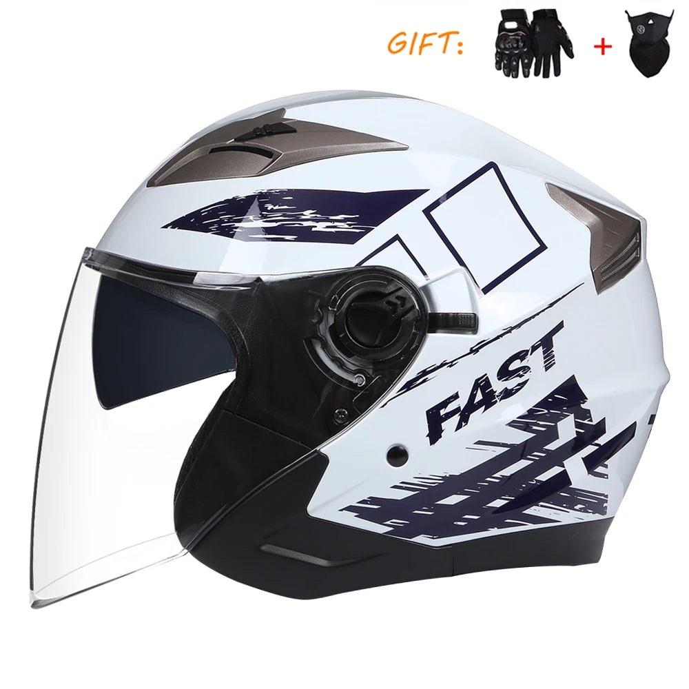 BLDC 3/4 Open Face Motorcycle Helmet with Dual Visor for Men and Women 5 / XL