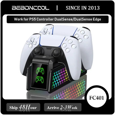 BEBONCOOL FC401 Bee's Nest For PS5/PS5 Slim/PS5 PRO Dual Fast Controller Charger For PS5 DualSense/DualSense Edge Gamepad by InterCyprus Trading Ltd