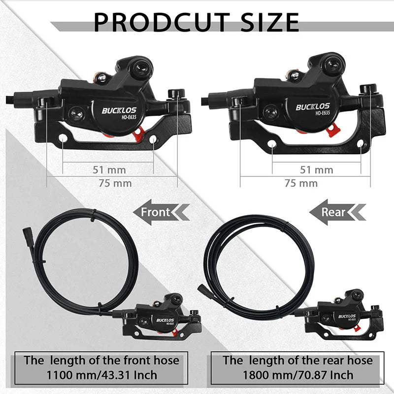 BUCKLOS Hydraulic Disc Brake Set for E-Bikes and Scooters