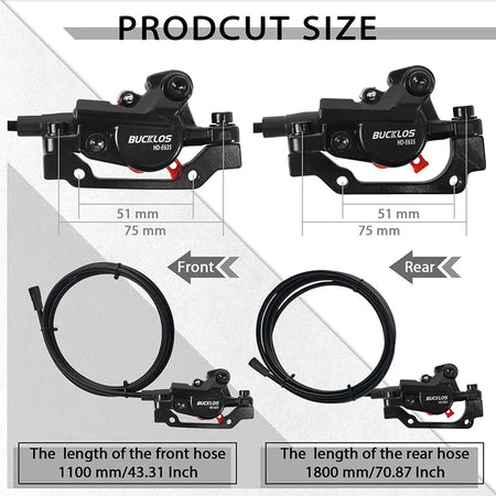 BUCKLOS Hydraulic Disc Brake Set for E-Bikes and Scooters