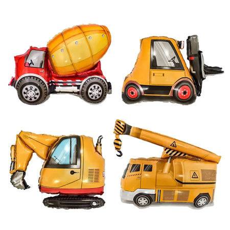9Pcs/1Set Construction Vehicle Aluminum Film Balloon Excavator Crane 1-9 Digital Balloons Boys Birthday Party Decor Balloons