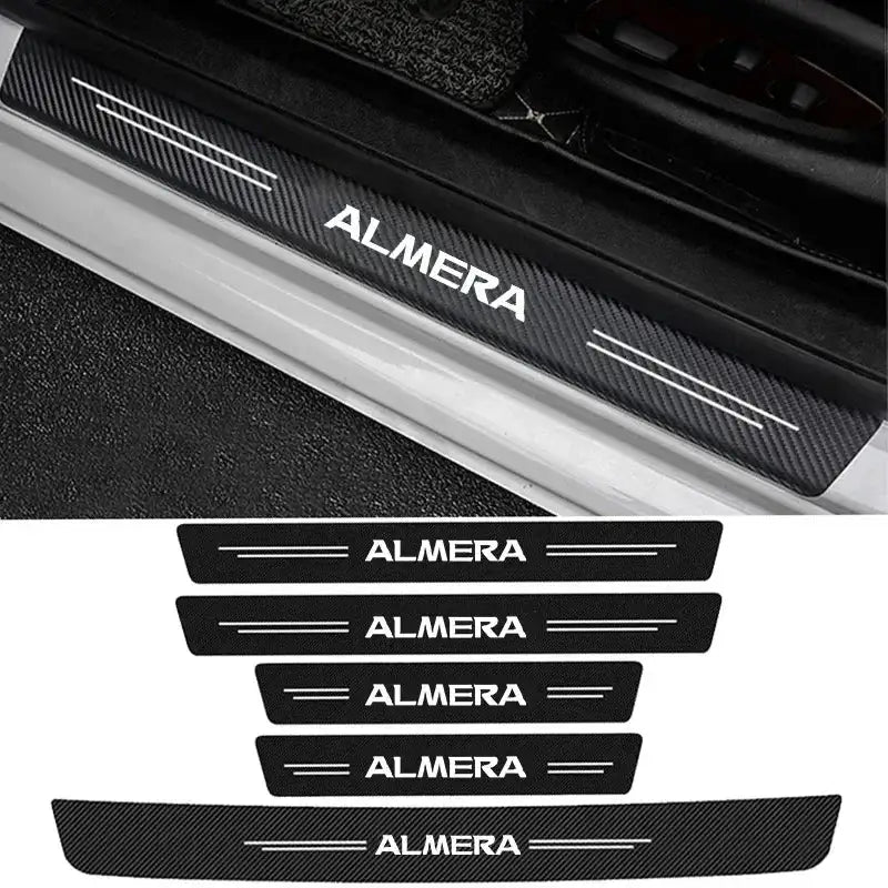 5Pcs Nissan Almera Door Sill Carbon Fiber Sticker N15 N18