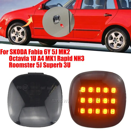 2PCS For SKODA Fabia 6Y 5J MK2 Octavia 1U A4 MK1 Rapid NH3 Roomster 5J Superb 3U LED Dynamic Side Marker Turn Signal Light by InterCyprus Trading Ltd