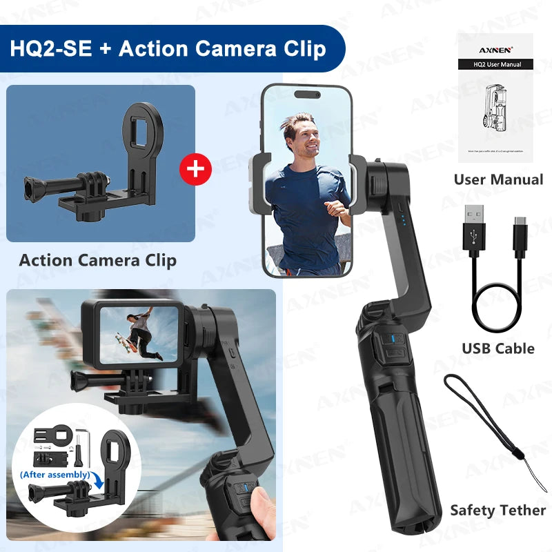 AXNEN HQ2 Series Mobile Phone Stabilizer &ndash; Smooth Video Capture Bag-iPhone Phone Mic / HQ2SE add Clip / CHINA